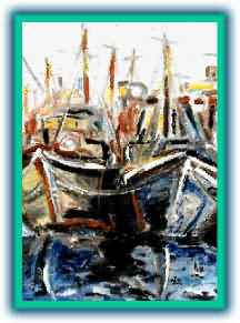  Boats on harbour - Oil on canvas 46x 60 mm